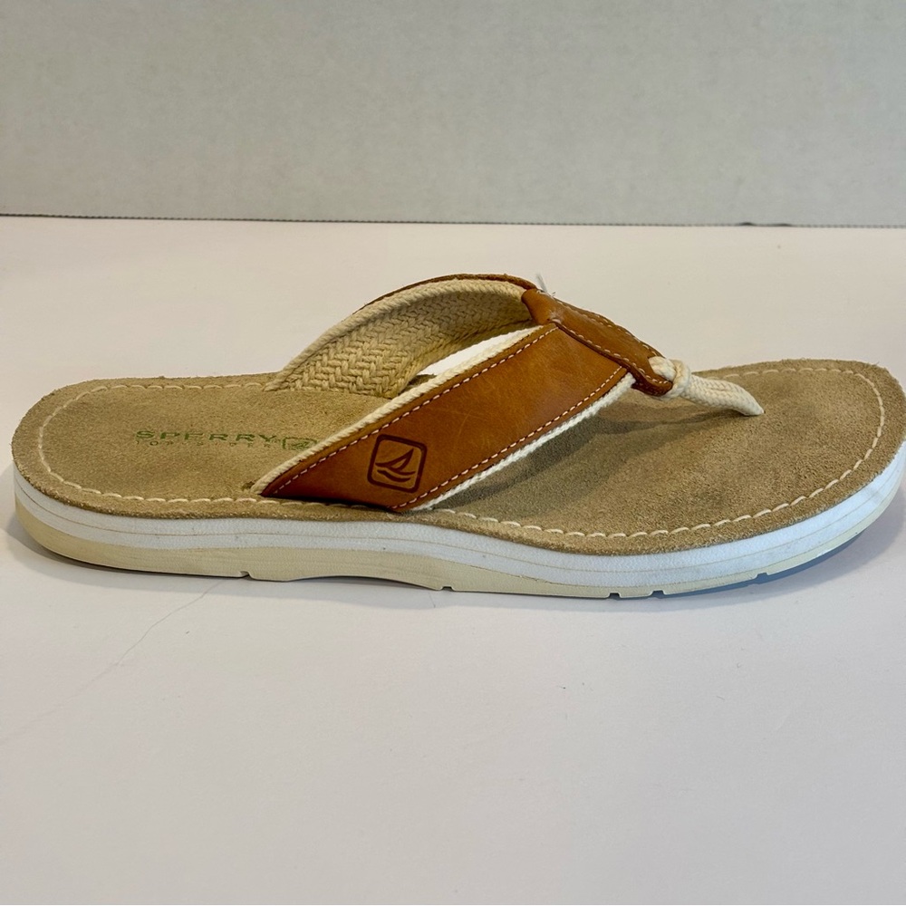 Sperry Top Sider Women's Tan and Cream Thong Sandals SZ 7